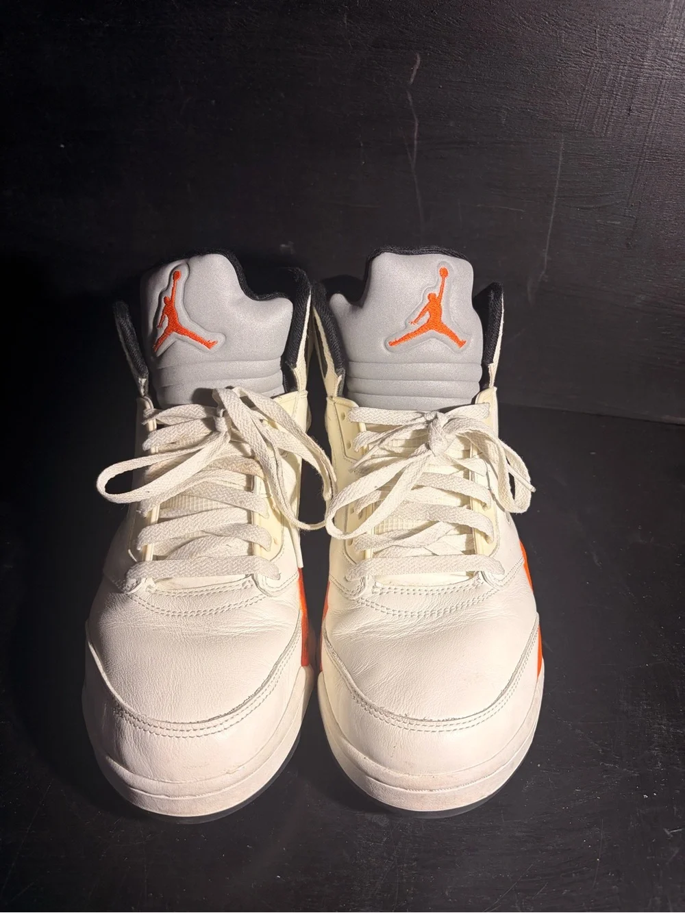 Jordan 5 Men's White Sneakers with Bright Orange Accents